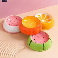Bát thức ăn cho mèo cưng AHMED, Bát thức ăn cho chó dưa hấu bằng gốm sứ, Đồ dùng cho thú cưng Bát nước dâu tây dễ thương đầy màu sắc cho mèo cưng