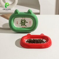 Bát thức ăn cho mèo cưng ORNOOU, Bát thức ăn cho chó gốm hình tai mèo, Đồ dùng cho thú cưng Đế ổn định mịn Bát nước dễ thương cho mèo cưng