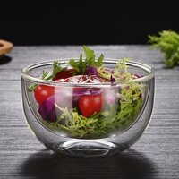 ▼Bát thủy tinh đôi salad borosilicate cao cấp trái cây trong suốt bột yến mạch ăn sáng