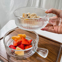 Bát thủy tinh gia đình có tay cầm Bát súp đơn Bộ đồ ăn Đĩa bát ăn sáng