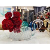 Bát thủy tinh thiên nga đựng đồ, đựng đồ khô, bánh kẹo, hoa quả, bày hoa, thả hoa,...