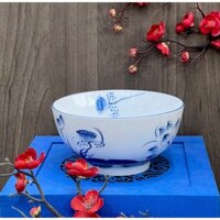 Bát tô, bát tô phở, bát ăn bún... vẽ hoa sen màu xanh tràm (Hàng CHUẨN BÁT TRÀNG vẽ tay 100%)
