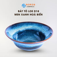 Bát Tô Miệng Loe D18 Men Xanh Hoả Biến - Bát chiết yêu D18 - Tô canh - Tô phở - Gốm Sứ Cao Cấp Bát Tràng