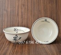 Bát tô phở kẻ chỉ viền hoa sen in logo