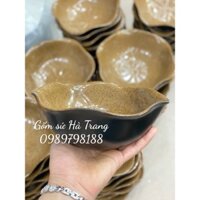 Bát tô sen men đen lòng nâu gốm hạt tiêu gốm sứ Bát Tràng