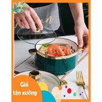 Bát tô sứ có tay cầm, có nắp thủy tinh cao cấp - VS04