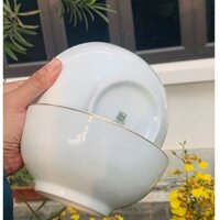 Bát tô sứ viền vàng kim sang trọng - Bát ô tô sứ đẹp đựng canh, mỳ, phở dày dặn loại A1 - Sứ Long Hầu