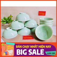 [BÁT TRÀNG CHÍNH HÃNG] - Bộ 10 bát ăn men lam ngọc họa tiết trơn cao cấp