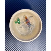 Bát tre vẽ cá 3D Resin