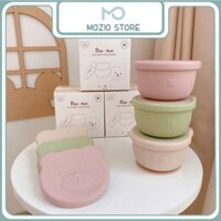 Bát Tròn Và Bát Gấu Barrot Kèm Nắp Silicone Cao Cấp Có Đế hít Chống Trượt Dễ Vệ Sinh An Toàn Cho Bé