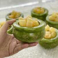 Bát Tụ Bảo, Bát Vàng Thần Tài Đá Serpentine lam ngọc - SIÊU ĐEP , đường kính 10cm