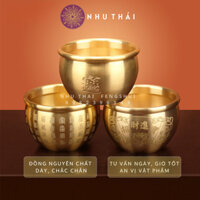 Bát Tụ Bảo Tài Lộc, Phong thủy tài lộc, đồng cao cấp, tặng kèm 6 đồng xu phong thủy, đặt tại bàn thờ thần tài, két sắt.