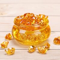 Bát Tụ Bảo Thủy Tinh Kèm Thỏi Vàng Kim Nguyên Bảo Nhiều Kích Thước