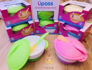 Bát và thìa cảm ứng nhiệt kèm nắp Upass UP5027Y
