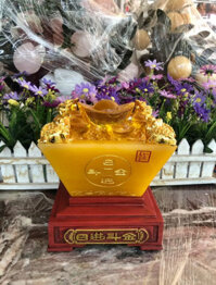 Bát vàng, Bát Tụ Tài, Bát Tụ Bảo đá ngọc cẩm thạch vàng đặt bàn thờ ông thần tài thổ địa - Cao 15 cm và 18 cm - Cao 18cm