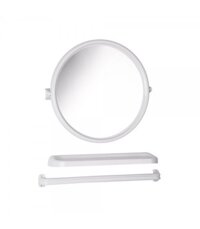 BATHTIME Bộ kệ treo tường phòng tắm có gương tròn nhựa Thái Lan 52Wx3Dx45Hcm màu trắng