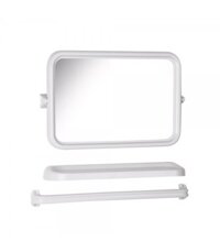BATHTIME Bộ kệ treo tường phòng tắm có gương vuông nhựa Thái Lan 56Wx3Dx345Hcm màu trắng