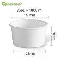 Bát/tô giấy Po (trắng) 35oz 1000ml đựng bún phở, salad (50 chiếc kèm nắp)