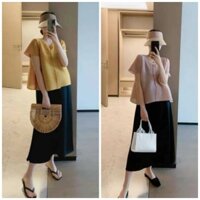Bầu Design - Set Đầm bầu ÁO KHOÁC thời trang 40kg đến 90kg