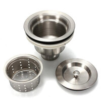 Bầu xả thoát nước cả bộ chậu rửa bát INOX 304 đầy đủ to nhỏ phi 110mm và 140mm