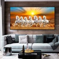 Bảy Ngựa Chạy Bộ Nghệ Thuật Động Vật Tranh Canvas Tác Phẩm Nghệ Thuật Treo Tường Cho Phòng Khách Trang Trí Nhà