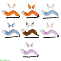 Baysline Cosplay Cáo Tai Kẹp Tóc Đuôi Bộ Lông Dài Đạo Cụ Tóc Trang Phục Halloween