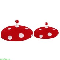 Baysline Nữ Cô Gái Mũ Nồi Nghệ Sĩ Pháp Ấm Len Mùa Đông Mũ Bò Vintage Điểm Trắng Chấm Dễ Thương Nhỏ Nấm Beret W