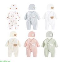 Baysline Sơ Sinh Mũ Liền Quần Thoải Mái Cho Bé Mùa Xuân OnePieces Mềm Hoạt Hình Gấu Bộ Đồ Ngủ