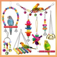 [BayStar] 9 món đồ chơi chim đầy màu sắc - thang, võng, giá đỡ, đồ chơi nhai & chuông treo cho vẹt conures, vẹt đuôi dài, vẹt Cockatiel, vẹt tình yêu