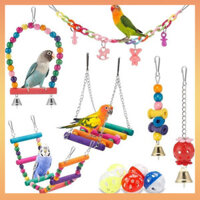 [BayStar] Bộ đồ chơi lồng chim 11 món - Xích đu treo, đồ chơi nhai, thang & võng cho vẹt, vẹt, bồ câu và các loài chim nhỏ