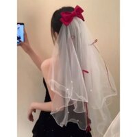 Bb Đề Nghị Đính Hôn Đăng Ký Cổ Giấy Chứng Nhận Rượu Nơ Đỏ Veil Ảnh Siêu Cổ Tích Sinh Nhật Du Lịch Đạo Cụ Chụp Ảnh Mũ Dài