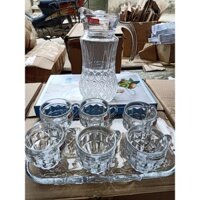 [BB Mart – kênh bán lẻ giá rẻ] bộ khay tách thủy tinh kèm bình nước thủy tinh siêu đẹp - ảnh thật shop chụp
