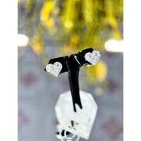 BB020 Khoen tai bạc 925 - Đá Princess - Xi Bạch Kim 2 lớp - Chống oxi hóa - Cao 8mm, ngang 9mm