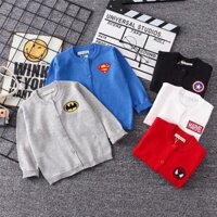 [Bb126] Áo khoác logo siêu nhân, batman, captain american, người nhện, Marvel chất len tăm cho bé trai từ 8-20kg