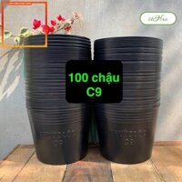 bb88 (Sll giá rẻ) 100 chậu nhựa đen C9 (20x16 cm) trồng cây, trồng hoa kiểng