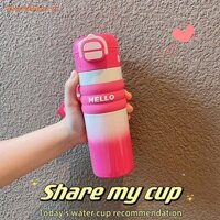 Bblue 600ml Di Động Dây Ống Hút Giữ Nhiệt Cốc Inox 316 Hoạt Hình Cốc Nước Dễ Thương.