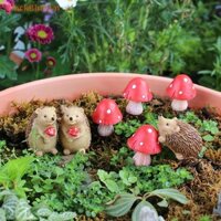 Bblue 7 Chiếc Cổ Tích Hoang Dã Phụ Kiện Sân Vườn Mini Nhím Và Tượng Nấm Micro Phong Cảnh Chậu Cây Cảnh Trang Trí Thủ Công.