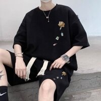 BBOYMMYOBB Bộ áo thun nam cỡ lớn có vách ngăn  (Áo thun + Quần short) Kích thước tiêu chuẩn (Thể thao, Trận đấu thời trang)