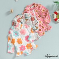 Bbq-kids Bé Gái Đồ Bơi Mùa Hè Hoa Dài Tay Dây Kéo Xù Áo liền quần Đồ Bơi Đi Biển Tắm Phù Hợp Với