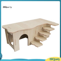 Bbqparty  Thang leo nhà Hamster Gỗ tự nhiên Nhiều tầng Hut Chuột Nơi ẩn náu Nhà thú cưng nhỏ Tổ lồng Phụ kiện