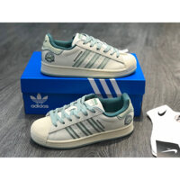 (BBS) Siêu Phẩm Giày Thể Thao Add sò su/per s/tar L/ight Beig/e Sọc Xanh O/rignal Cao Cấp Ảnh Thật + freeship + Tặng Tất