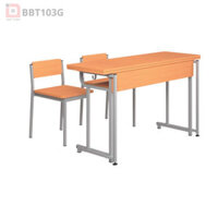 BBT103G – Bộ bàn ghế bán trú học sinh 2 chỗ ngồi bằng gỗ tự nhiên, chuẩn chiều cao học đường