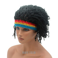 Bbyter Nam Tóc Giả Mũ Bím Tóc Đen / Nâu Sợi Reggae Dreadlocks Hộp Đêm Hip Hop Chất Lượng Cao