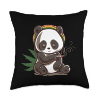 BCC Weed Smoking Shirts Marijuana Stoner Gifts Weed Smoking Panda Marijuana Cannabis Stoner THC CBD 420 Throw Pillow, 18x18, Multicolor