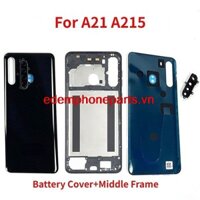 Bch- Ốp điện thoại Cho Samsung Galaxy A21 A215 SM-A215 Vỏ Cửa Sau + Bộ Phận Sửa Chữa Khung Giữa