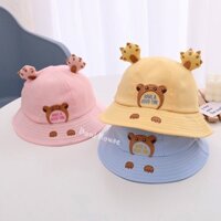 [Bé 1-3 tuổi] Nón Bo Vành Tròn Mũ Tai Bèo Có Quai Cho Bé Gái Từ 1 2 3 Tuổi Vòng Đầu 50cm Hình Gấu Dễ Thương NVT11 - Doni