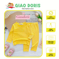 [Bé 7-19kg] Bộ Dài Tay Quần Dài Chấm Bi Thun Gân Tăm Lụa Siêu Xinh Cho Bé Gái Từ 7-19kg - GIAO DORIS