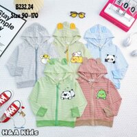 [Bé 7-30kg] Áo Khoác sọc dệt Chống Nắng Dày Dặn, Phối Tai Thỏ in hình Dễ Thương