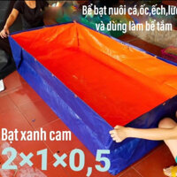 Bể bạt xanh cam nuôi ốc ếch lươn tôm cá kích thước 2x1x0,5 - Tặng van xả nước