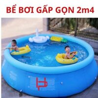 Bể bơi 2m4, bể bơi ngoài trời thu gọn, hồ bơi tròn cỡ lớn, phao bơi gấp gọn tại nhà